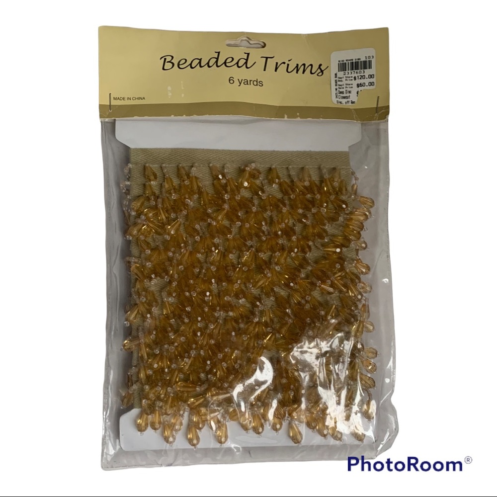 2/$20 Gold Beaded Trim 6 Yards for Crafts Home Decor  New in Package